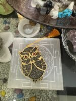Owl Wall Hanging in MDF Wood & Pyrite  Stone for to attract  Wealth  (12 Cms) (1 Pc) - Image 4