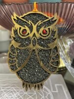 Owl Wall Hanging in MDF Wood & Pyrite  Stone for to attract  Wealth  (12 Cms) (1 Pc) - Image 2