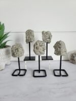 Row pyrite cluster on metal stand - Image 4