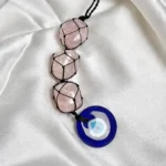 Rose Quartz with Evil Eye Door Hanging | Hanger | Dangler - Stone of Love & Self Love