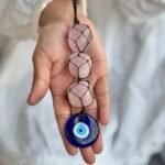 Rose Quartz with Evil Eye Door Hanging | Hanger | Dangler - Stone of Love & Self Love - Image 2