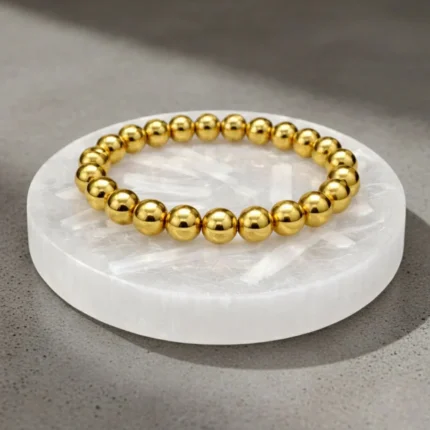 Golden Hematite Bracelet with Free Raw Selenite Plate