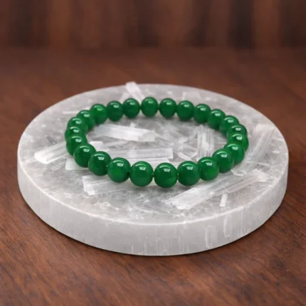 Green Jade Bracelet with Free Raw Selenite Plate