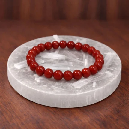 Red Jasper Bracelet with Free Raw Selenite Plate