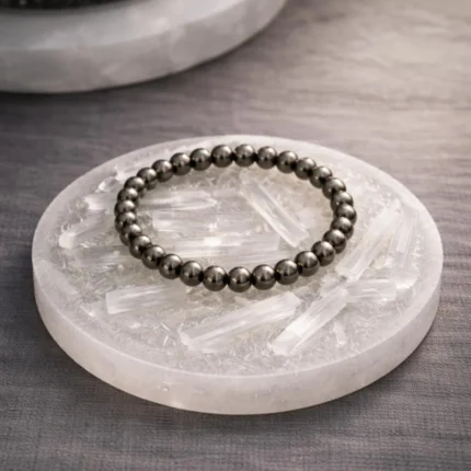 Pyrite Bracelet with Free Raw Selenite Plate