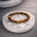Tiger Eye Bracelet with Free Raw Selenite Plate